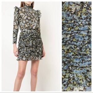 NWT. Robert Rodriguez Nikita Floral Ruffle High Neck Prairie Mini Dress Size 10.